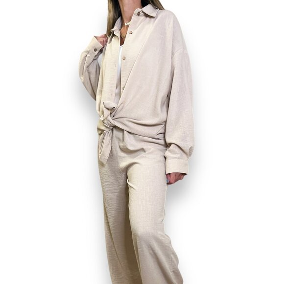 Chloe Linen Set in Beige - Picture 2 of 3